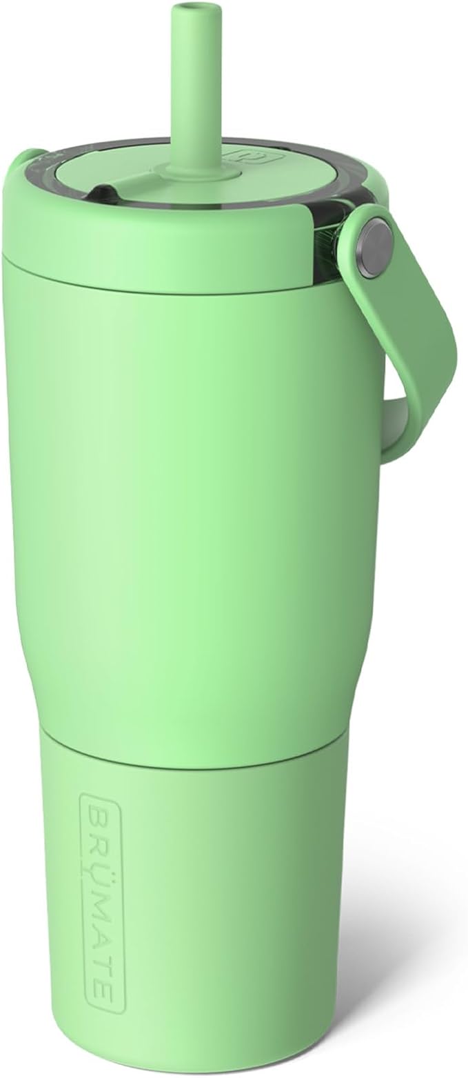 BrüMate Resa 25oz 100% Leakproof Travel Tumbler with Handle & Straw | Flexible SoftSip Straw | Silicone Sleeve for Durability | Stainless Steel | Cup Holder & Travel Friendly Water Bottle | (Kiwi)