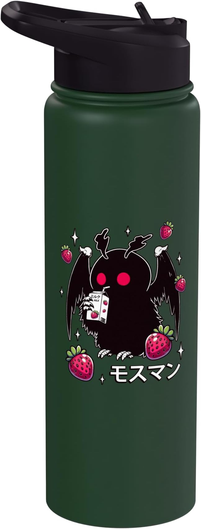 Kawaii Strawberry Milk Shake Carton Mothman Stainless Steel Insulated Water Bottle
