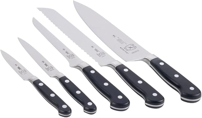 Mercer Culinary - M23505 Renaissance Forged Knife Block Set, 6-Piece, Wood Block with Tempered Glass