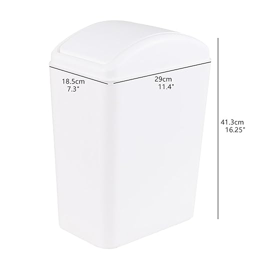 3-Pack 4.5 Gallon Plastic Trash Can with Swing Top Lid, Slim Garbage Can with Swing Lid, White