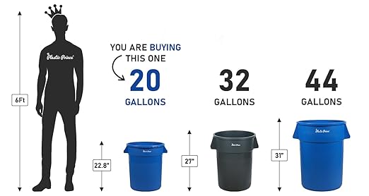 PLASTIC PRINCE 20 Gallon Round Trash Can Container Blue Plastic Commercial Garbage Bin for Home Garage Restaurants Warehouses