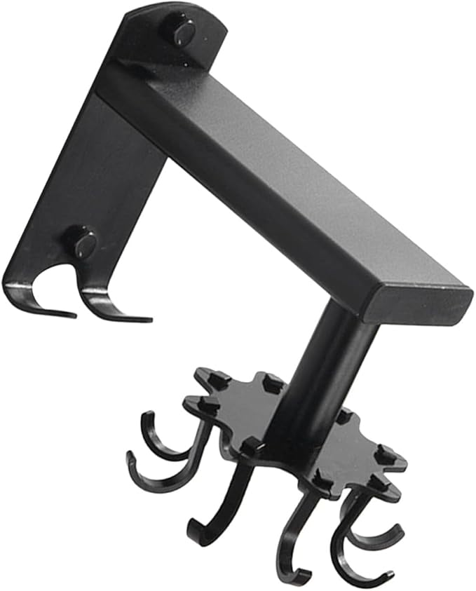FRCOLOR Rotatable 8-Claw Kitchen Utensil Hooks Black Thickened Space Aluminum Alloy Swivel Wall Mount Organizer for Hanging Cooking Tools and Measuring Cups