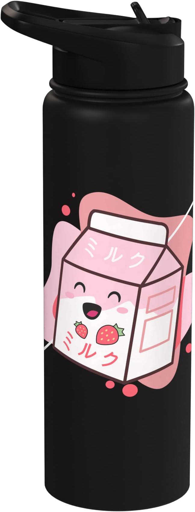 Kawaii Milk Cow Retro Japanese Strawberry Strawberry Milk Stainless Steel Insulated Water Bottle