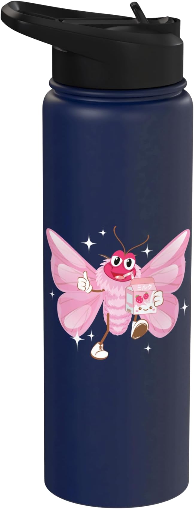 Butterfly Kawaii Strawberry Milk Shake Carton Stainless Steel Insulated Water Bottle