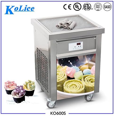 Kolice Commercial ETL certificated 21"x21" Single Square Pan Fried Ice Cream Machine, Frozen Yogurt Roll Ice Cream Machine, Fry Ice Cream Roll Machine-auto defrost