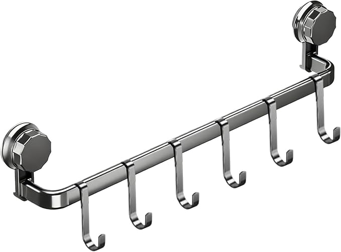 2026 Upgrad Wall Hooks Rack, Space Saving Utensil Holder for Kitchen Bathroom, No Drilling Wall Mounted Accessory Hanger, Kitchen Rail for Hanging Cooking Utensils Mugs Spoons (Grey_A)