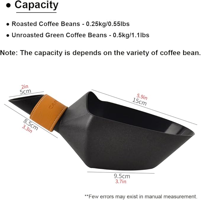 CAFEMASY Coffee Bean Scale Measure Scoop Shovel Kilo Bean Scooper (Black-Small)