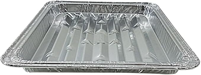 PACTOGO Disposable Aluminum Foil Broiler Pan for Oven - Durable Broiling Drip Trays with Ribbed Bottom Surface for BBQ Grill-Like Texture - 13x9 Inch Pans - REF# 333 (Pack of 25)
