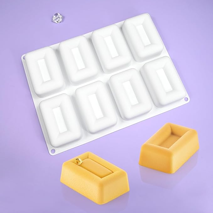 mostsom Silicone Molds Mousse Mold 3D Rectangle Shape Silicone Mold DIY Cake Mousse for Ice Cream Chocolate Pastry Art Pan Dessert Bakeware Cake Decorating Tool (E_ Big Rectangle)