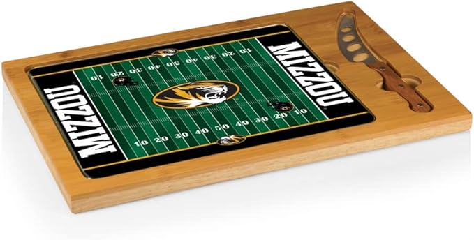 PICNIC TIME NCAA Icon Glass Top Cutting Board & Knife Set, Cheese Boards Charcuterie Boards, Serving Platter, (Parawood & Bamboo)