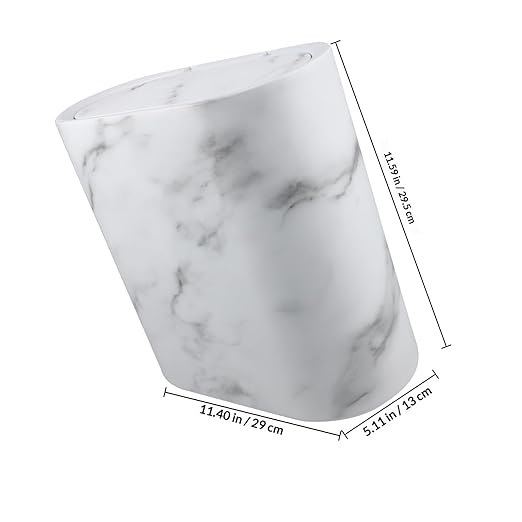 MAGICLULU Marble Wastebasket with Lid Plastic Trash Can Narrow Garbage Bin for Bathroom Kitchen Bedroom Home Organization