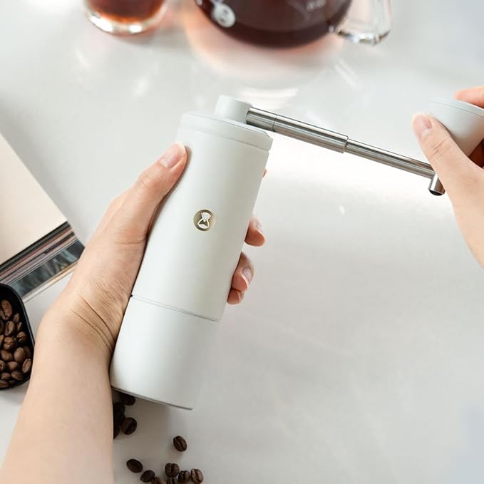 TIMEMORE C5 Pro Manual Coffee Grinder with S2C-042 Conical Burr, 0.031mm Precision Adjustment, Expanded Bean Container, All-Metal Portable Hand Coffee Mill for Espresso/French Press/Pour Over - White