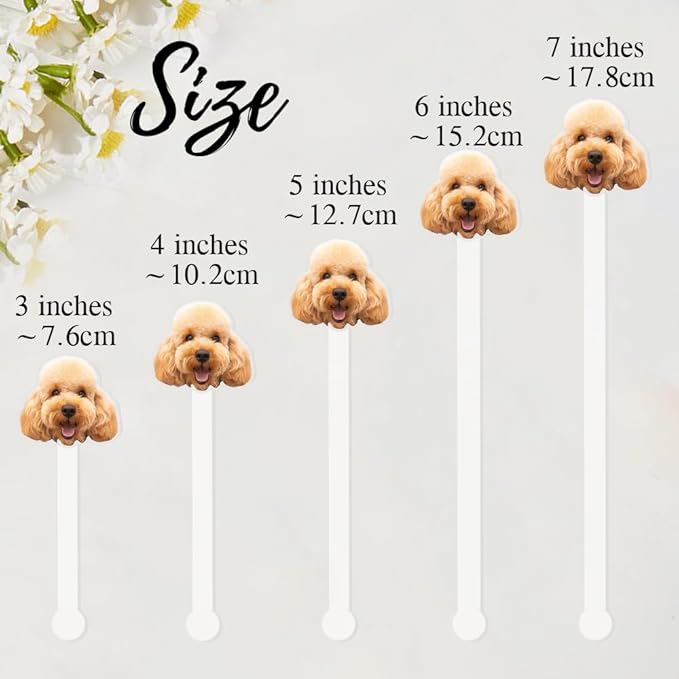 Personalized Pack 50pcs Printed Face Stir Sticks, Dog/Cat/Face/Logo Acrylic Drink Stirrers, Custom Big Head with Your Photo Drink Stirrers, Decor For Parties Birthday Graduation, Baby Face Photos