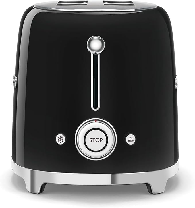 SMEG 2 Slice Toaster with 6 Presets and Defrost Function and Removable Crumb Tray (Black)