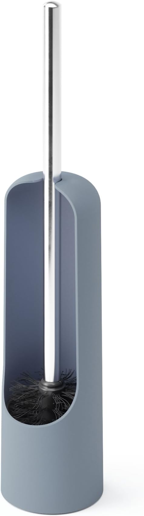 Umbra Touch Toilet Brush with Hideaway Holder – Durable, Slim, Plastic and Metal Bowl Cleaner with Bristles, Slate Blue