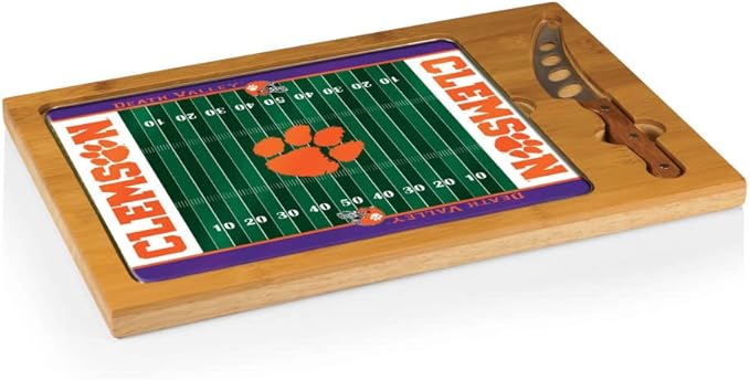 PICNIC TIME NCAA Icon Glass Top Cutting Board & Knife Set, Cheese Boards Charcuterie Boards, Serving Platter, (Parawood & Bamboo)