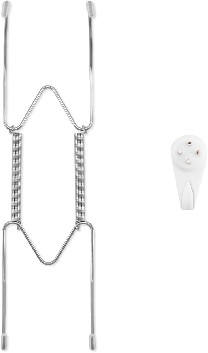 Plate Hangers for The Wall, Suitable for 8-10 inch Decorative Plate, Stainless Steel Wire Plate Holder with Wall Hooks and Rubber tip Protectors, Plate Hangers for Displaying Plates, Platter, Silver