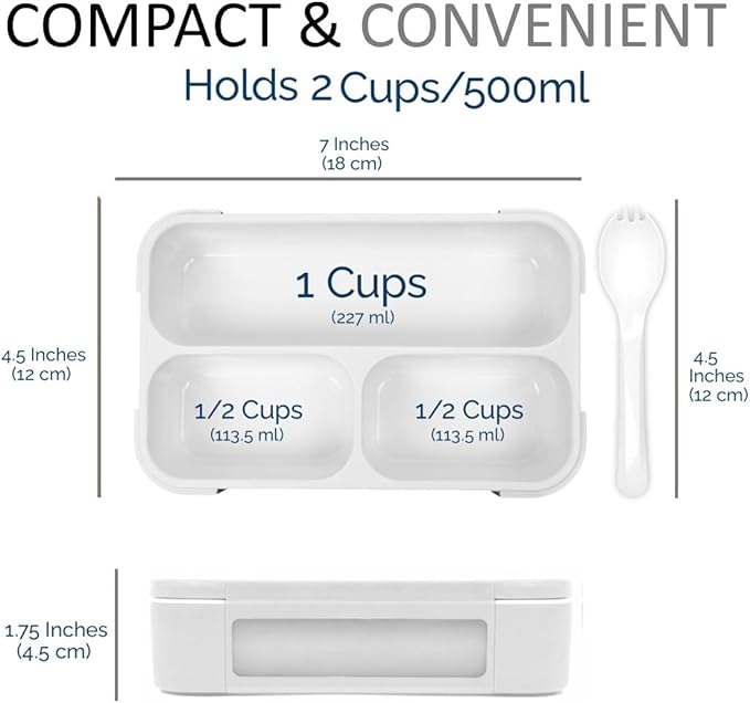 Small Snack Containers for Kids Teens - 3 Compartments (Set of 2) - Leak-Proof Boxes with Lids -BPA-Free Plastic Mini Bento Lunch Box - Ideal for School, Boys & Girls, Holds 2 Cups (Black + Gray)