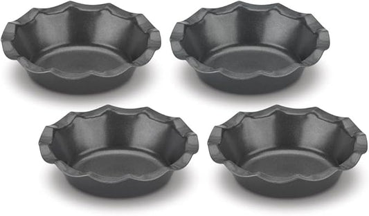 Cuisinart 4 Piece Fluted Tartlet Pan Set, Mini, Steel Gray
