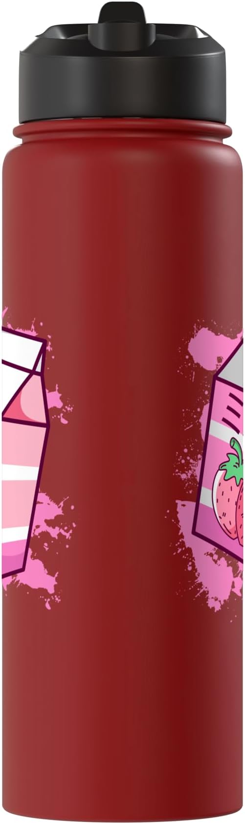 Kawaii Japanese Pink Retro 90s Strawberry Milk Carton Stainless Steel Insulated Water Bottle