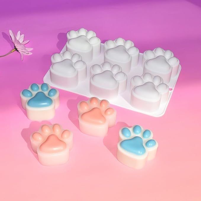 Silicone Chocolate Molds 3D Cat Paw, Non-Stick Silicone Mold for Creating Individual Portions Mousse Cake, Pastry, Chocolate, Ideal for Professional-Looking Dessert (E_ Cat Paw)