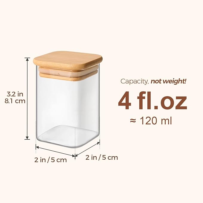 ComSaf Spice Jars with Label 4oz 16 Pack, Glass Spice Jars with Bamboo Lid, Small Seasoning Containers with 54 Black Labels, Stackable for Kitchen, Pantry Organization, Loose Tea, Herbs, Powders, Salt