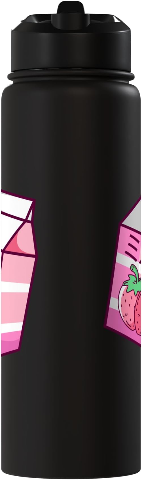 Kawaii Japanese Pink Retro 90s Strawberry Milk Carton Stainless Steel Insulated Water Bottle