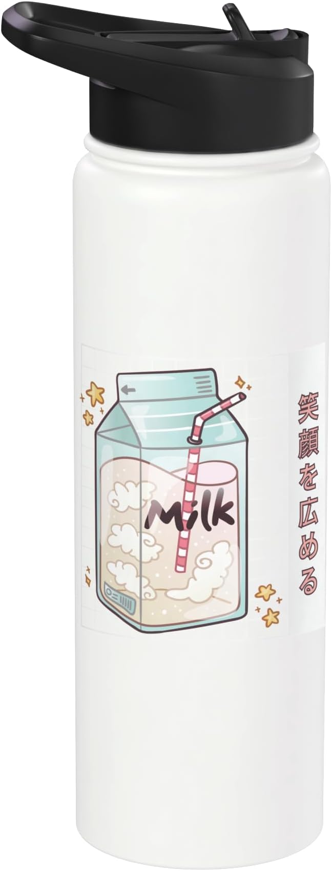 Japanese Kawaii Strawberry Milk Carton Vaporwave Grid Stainless Steel Insulated Water Bottle