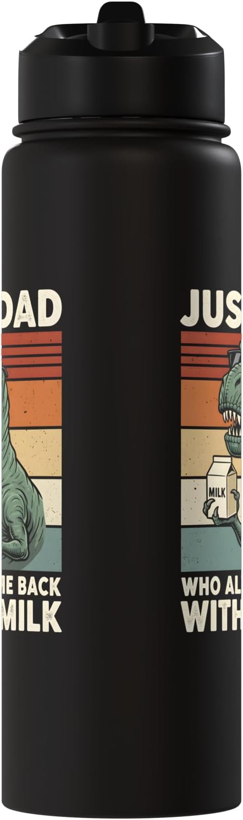 T-Rex Dad Who Always Came Back With The Milk Retro Sunset Stainless Steel Insulated Water Bottle