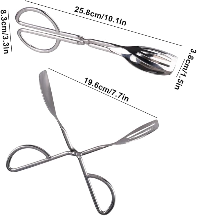 2 Pcs Serving Tongs, 10 Inch Buffet Tongs, Stainless Steel Kitchen Tong with Comfort Grip for Salads, Appetizers, Cake, Bread, Cooking, Party, Barbecue, Desserts, Ice