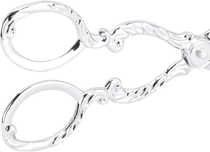 9in Vintage Salad Tong for Serving, Zinc Alloy Silver Food Serving Tongs Salad Steak Clip Buffet Tongs for Buffet Catering Bread BBQ, 8.5x4.5in