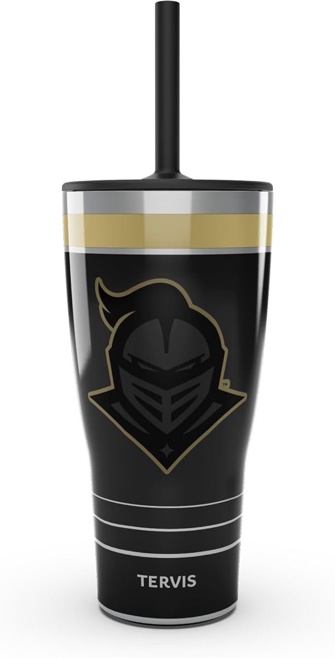 Tervis Traveler UCF Knights - Night Game Triple Walled Insulated Tumbler Travel Cup Keeps Drinks Cold & Hot, 30oz Straw Lid, Stainless Steel