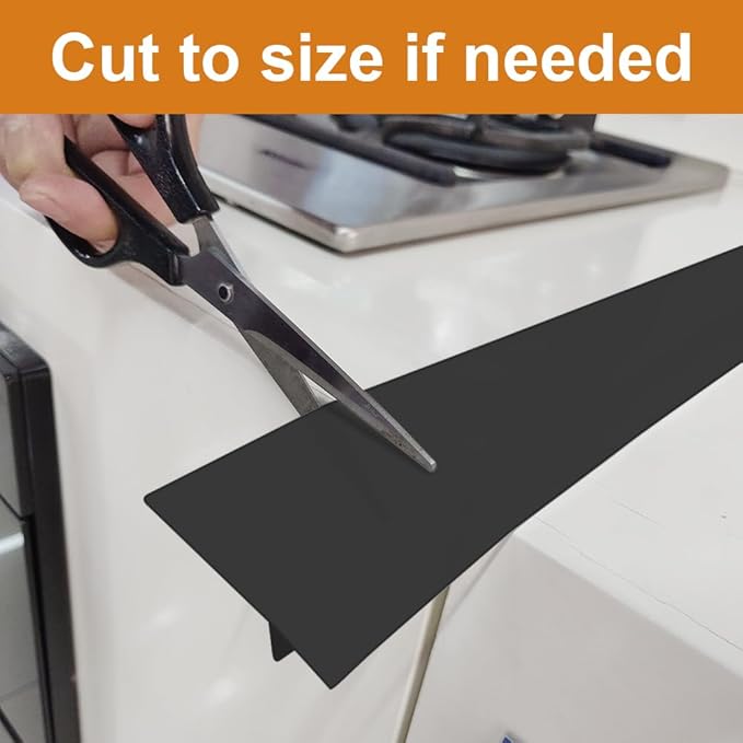 Foldable Stove Gap Filler Kitchen Counter Range Guards 25inch,Silicone Stove Gap Covers Electric Stoves Gap Filler Oven Side Sealing Strip Between Countertop and Stovetop Pack 2 (Black)