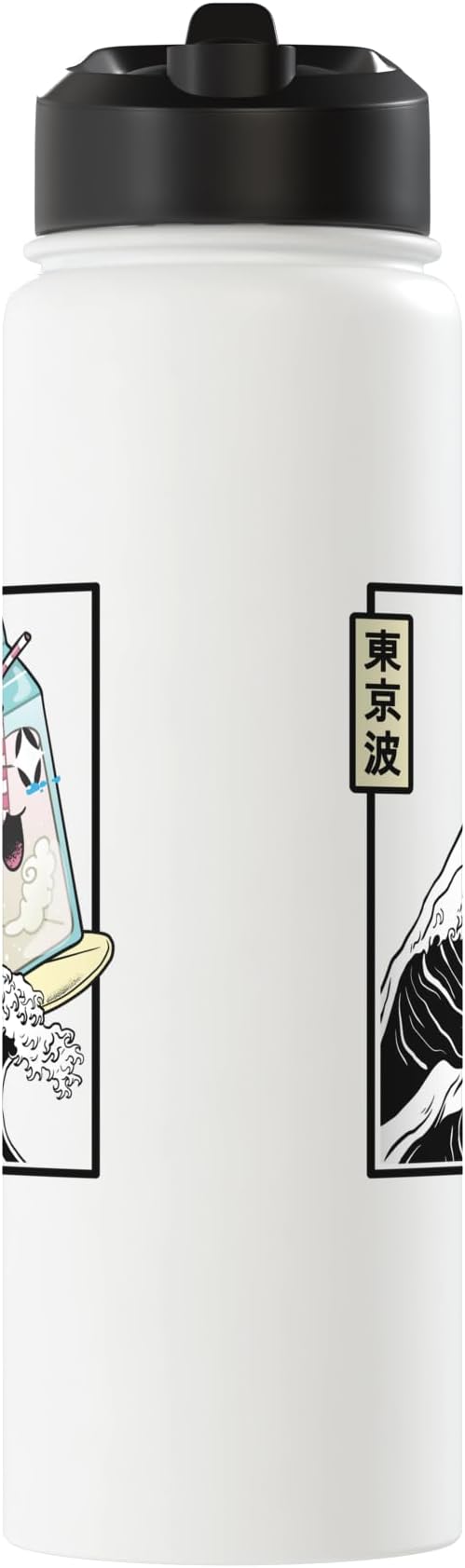Happy Milk Carton Surfing Kanagawa Wave Kawaii Aesthetic Stainless Steel Insulated Water Bottle