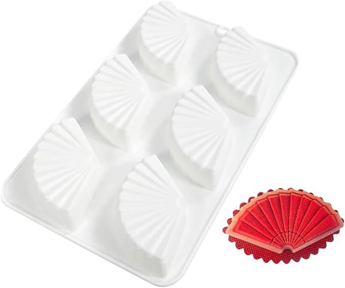 Silicone Pudding Molds, Fan Shape Non-Stick Jelly Dessert Making Trays, Cream Mold for Mousse Cake (F_Folding Fan)
