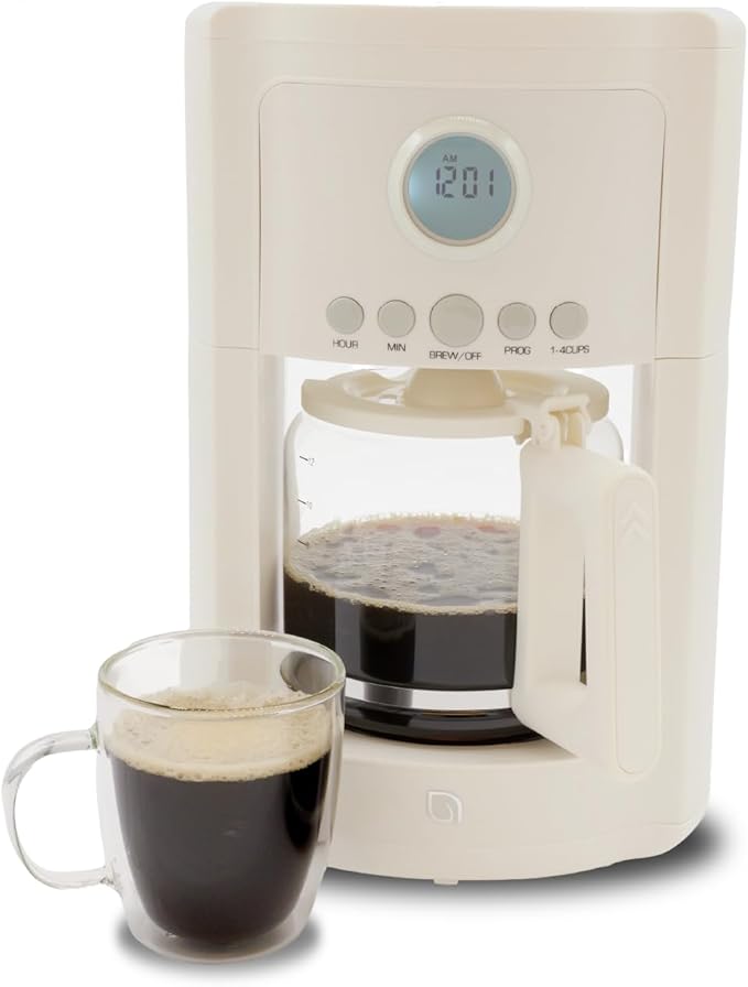 WILLOW Eco Series 12 Cup Drip Coffee Maker, 24 HR Programmable Coffee Maker with Glass Coffee Pot, Removable Filter Basket, Keep Warm Function & Auto Shut-off, Coffee Machine with Digital Display