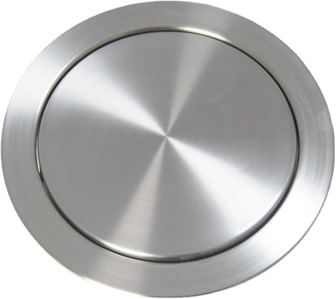 Built-in Countertop Trash Bin Lid 304 Stainless Steel Balance Flap Cover Trash Grommet Swing Trash Can Lid Rubbish Bin Flap for Kitchen Worktop,-23.8Cm