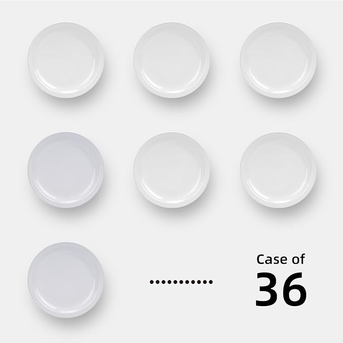 Stoneware Narrow Rim Commercial Grade Dinnerware, Bright White, Plate 6.5, Case of 36
