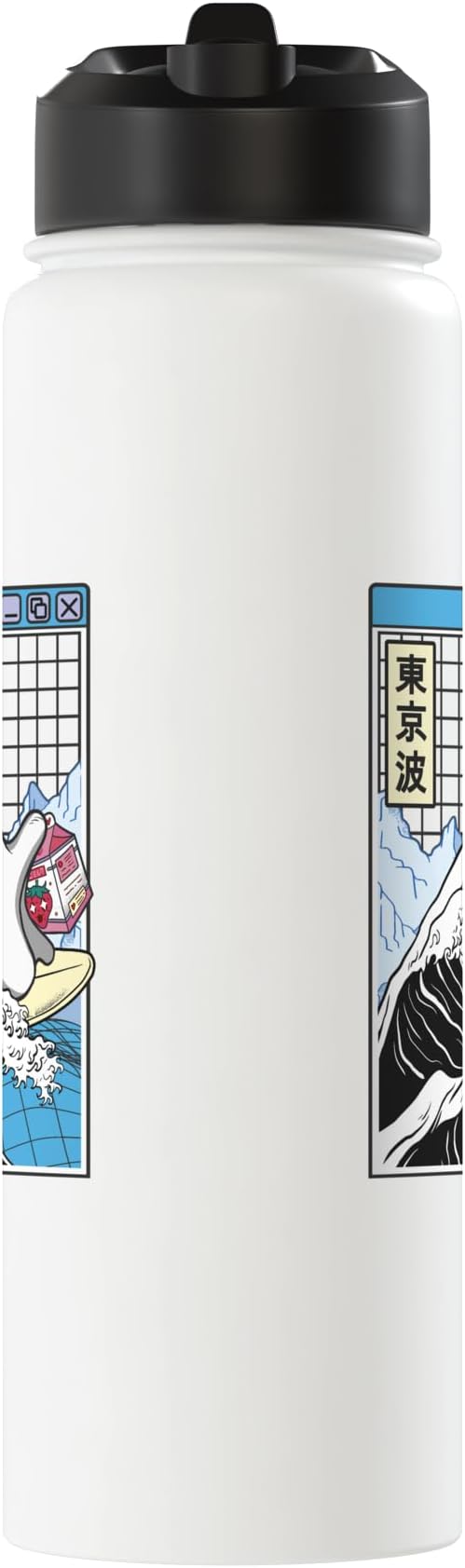Surfing Ghost Strawberry Milk Cartons Anime Kawaii Vaporwave Stainless Steel Insulated Water Bottle