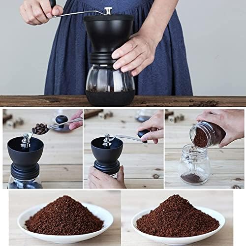 VIA CREMA Manual Coffee Grinder with Ceramic Burr and Glass Container for Espresso Beans