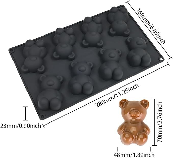 3D Silicone Mold Bear, Mousse Cake Baking Molds, Fondant Mould for Baking Cake, French Dessert Mould for Pastry Chocolate, Soap and Ice Cream (B_ Bear)