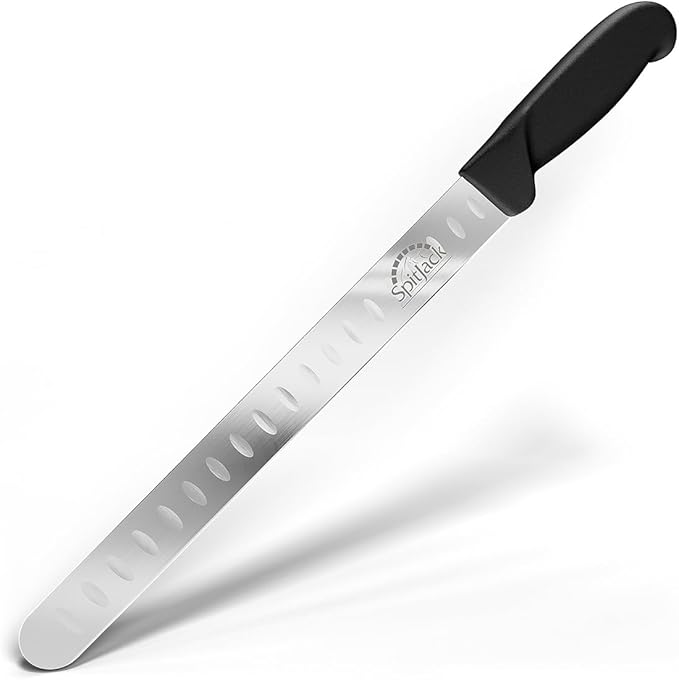 SPITJACK BBQ Smoked Brisket Knife for Meat Carving and Slicing - SS, Granton Edge, 11 Inch Blade