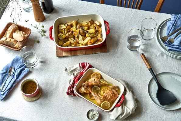 STAUB Ceramic Rectangular Baking Dish Set, 2 pc, Cherry