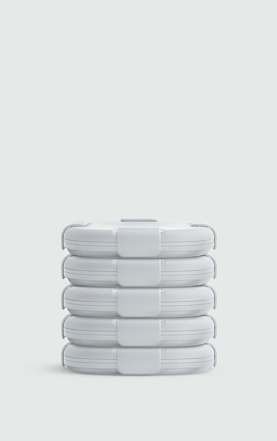 STOJO Collapsible Sandwich Box – 24oz, Reusable Food Storage Container, Silicone Bowl for Hot/Cold Food – Meal Prep, Lunch, Camping, Hiking – Dishwasher Safe (Set of 5, Cashmere)