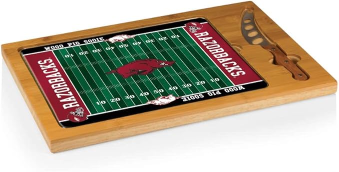 PICNIC TIME NCAA Icon Glass Top Cutting Board & Knife Set, Cheese Boards Charcuterie Boards, Serving Platter, (Parawood & Bamboo)