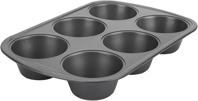 GoodCook Everyday Nonstick Steel Jumbo Texas Muffin Pan, 6-cup, Gray