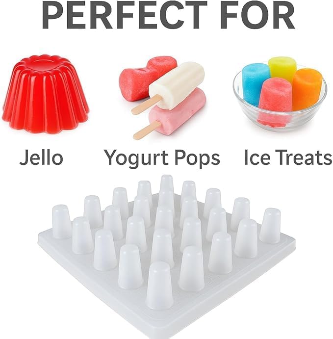 25-Cavity Ice Pop Gelatin Mold – Molde para Gelapaletas – 100 mL Popsicle Mold Tray – Plastic Frozen Treat Mold – Made in Mexico