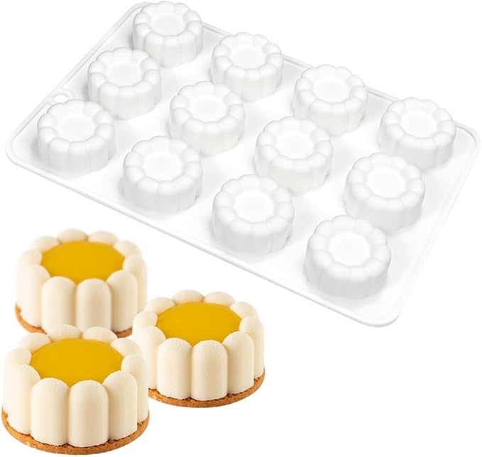 mostsom Silicone Molds Mousse Molds 3D Flower Border Cylinder Silicone Baking Mold DIY Mousse Fondant Mould Cake Decorating Tools for Kitchen Accessories (B_ Flower Cylinder)
