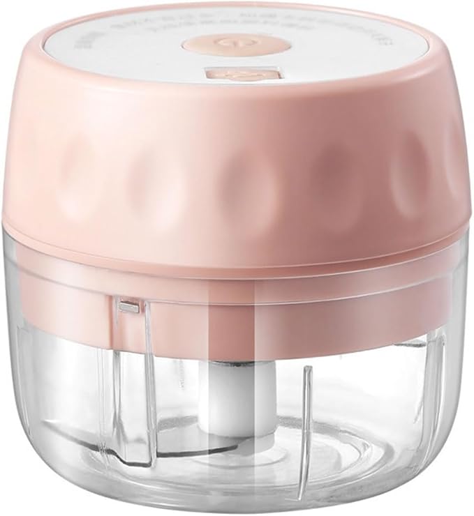 Mini Portable Electric Chopper for Garlic Onion, 100ML Electric Garlic Chopper Food Chopper, USB Rechargeable Vegetable Chopper Garlic Mincer Small Food Processor for Veggie Meat (Gray : Pink)