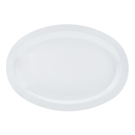 Amazon Basics Melamine (Plastic )Oval Platter Narrow Rim, 6 Piece Set, 13 in x 9.75 in, White